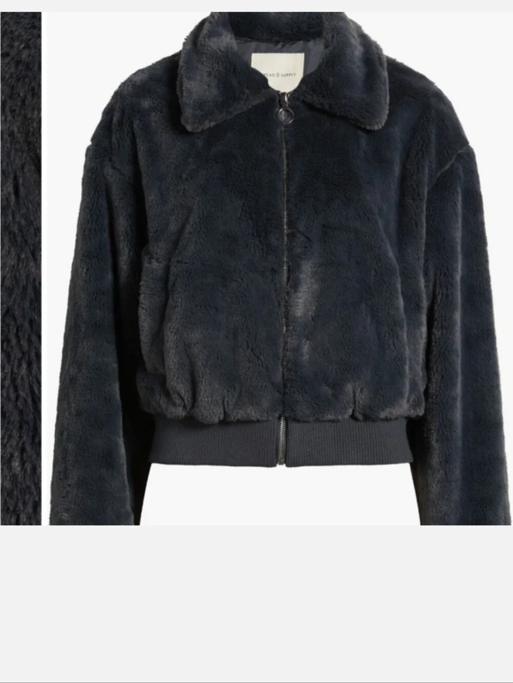 Thread & Supply Charcoal Fuzzy Zip Jacket XS New